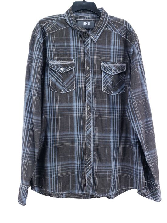 BKE Other - BKE Athletic Fit Plaid Shirt Mens XL Gray Long Sleeve Casual Cotton Blend